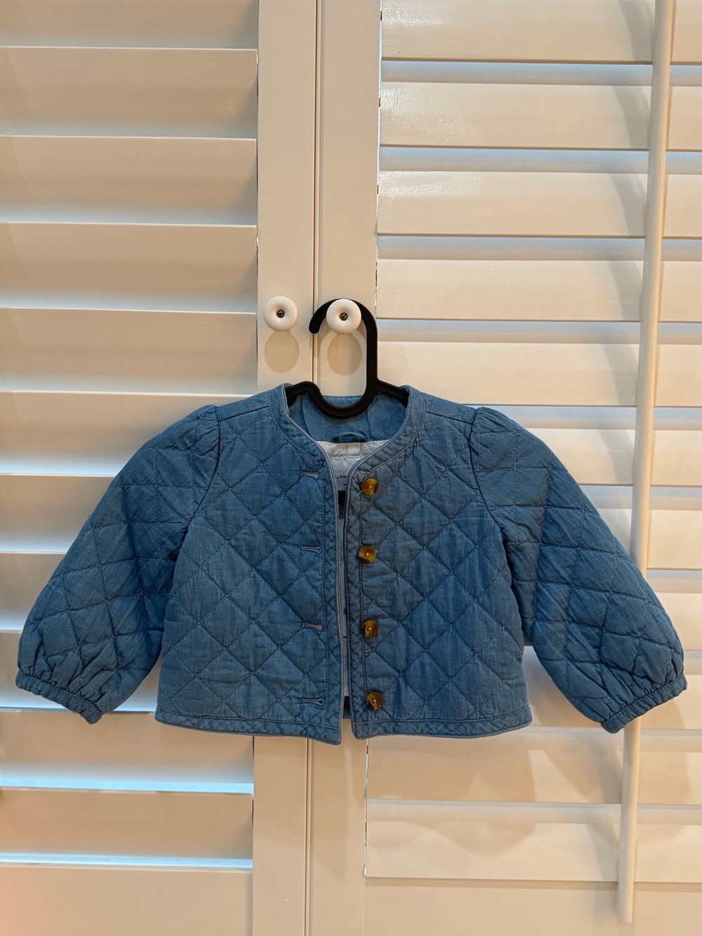 Janie and Jack Quilted Blue Kids Jacket - Lightweight Button-Front Coat